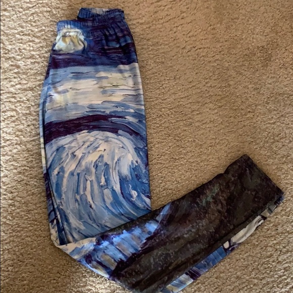 Lotus Leggings Pants - LOTUS LEGGINGS | Van Gogh starry night leggings